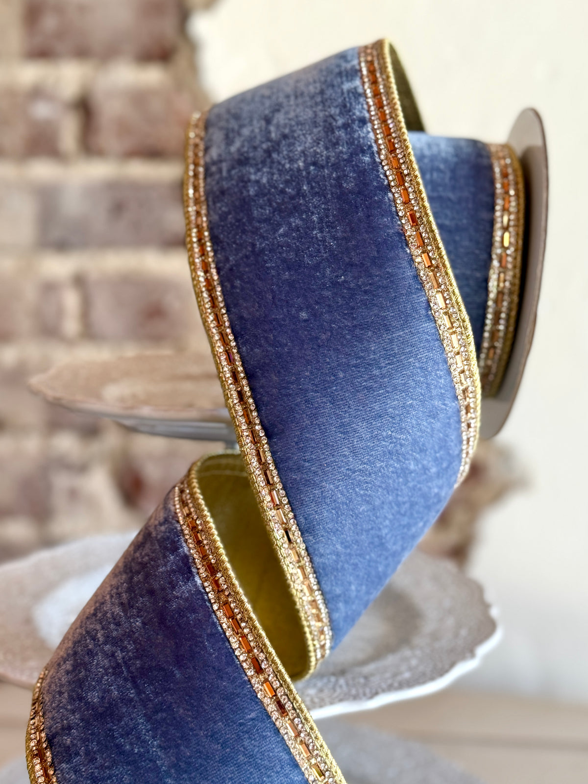 4” Steel Blue Brilliant Borders Ribbon