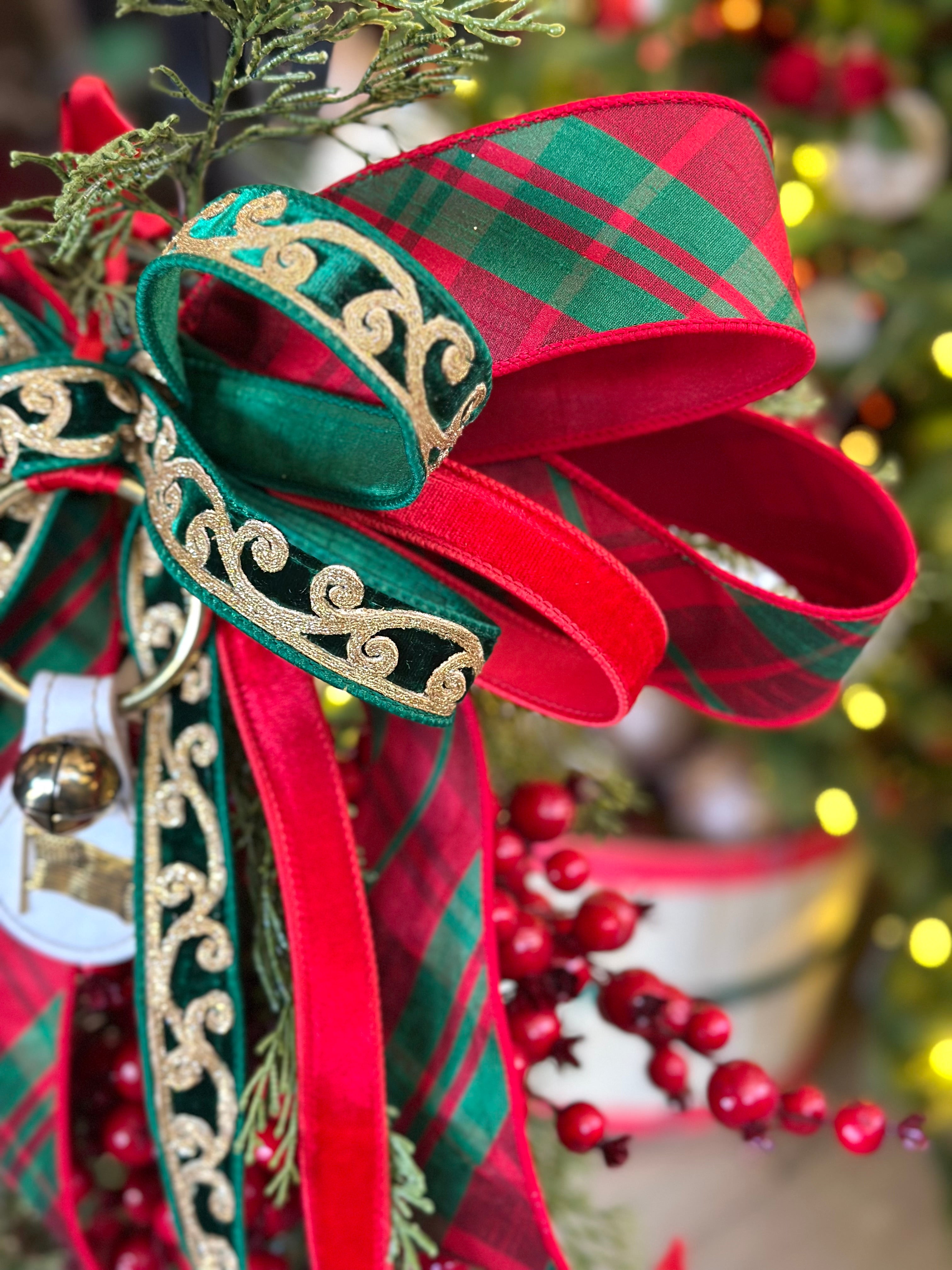 Gold Trim and Flag Brass Bell Swag