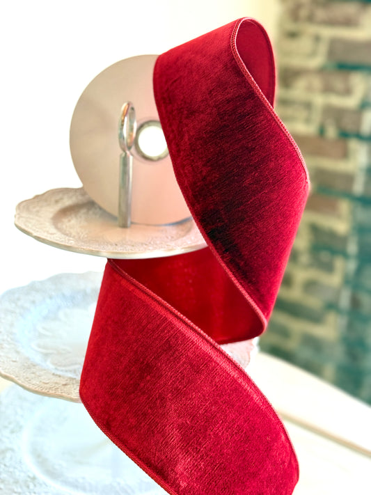 4" SHELDON VELVET METALLIC BACK- RED