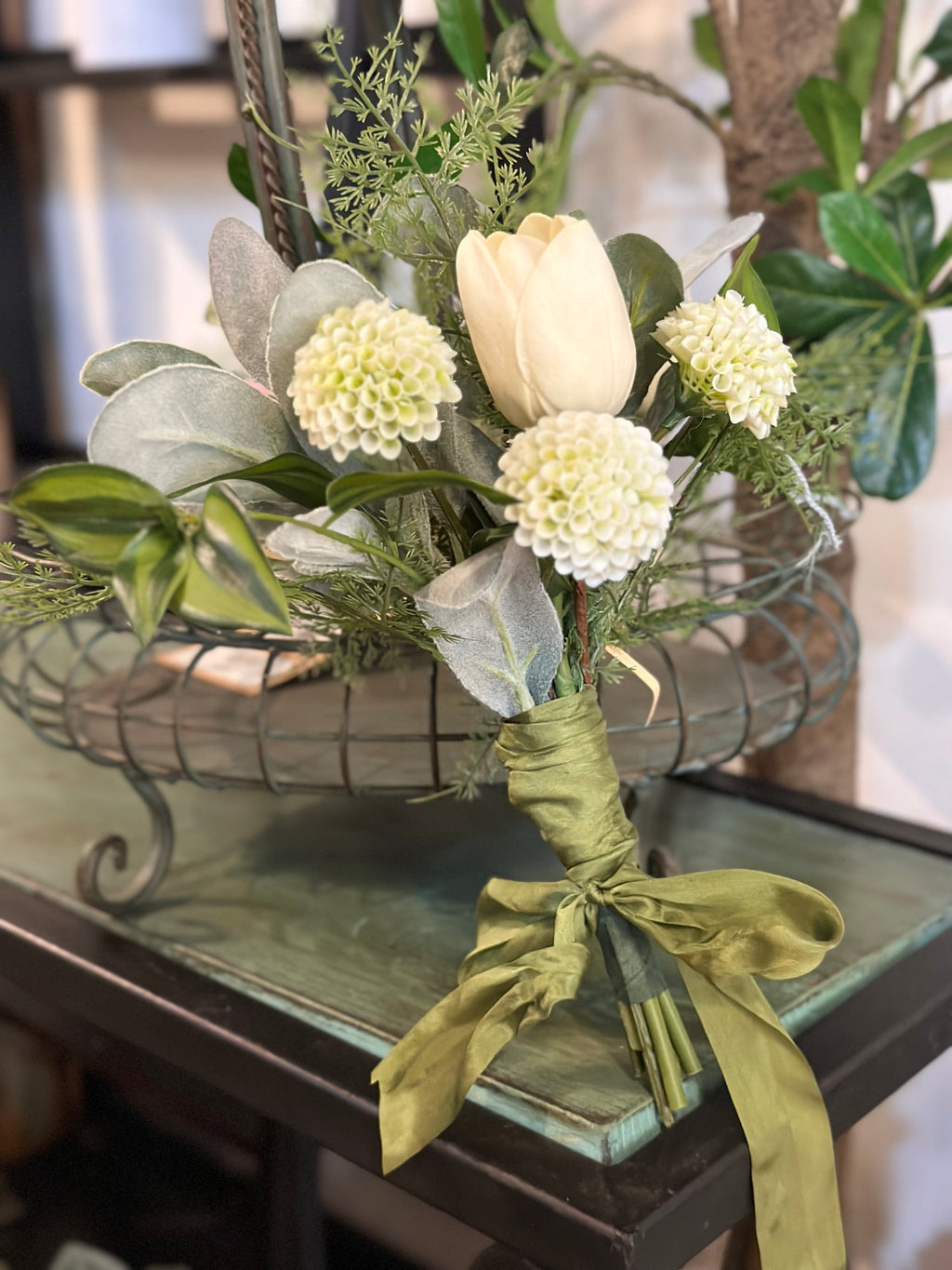 Tulip Lambs Ear and Fern Bouquet