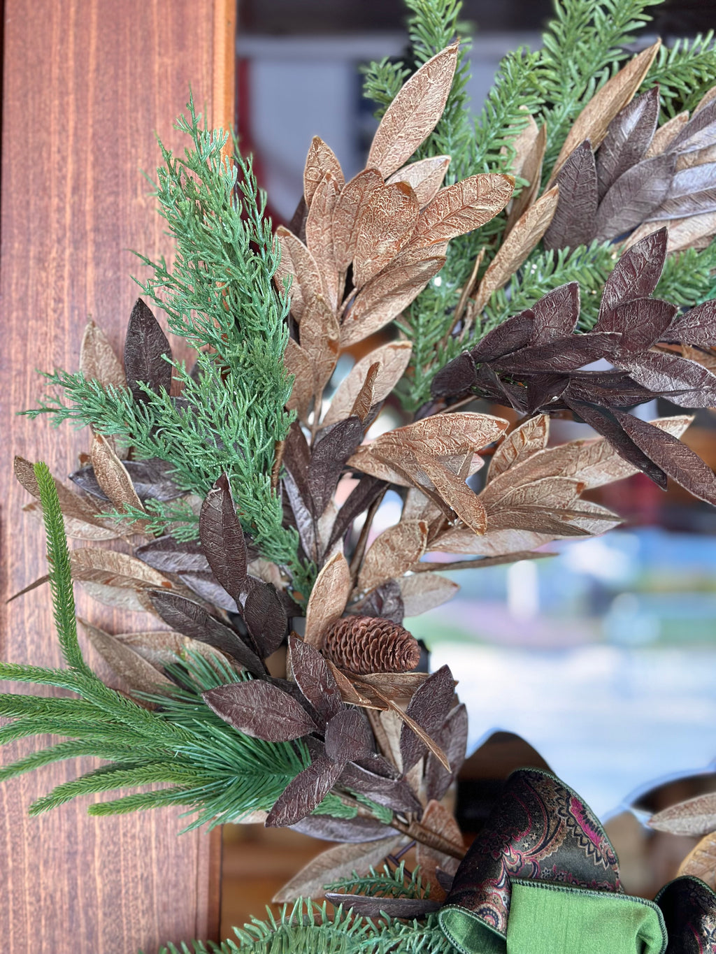Brown Bay Leaf with Mixed Greens Wreath