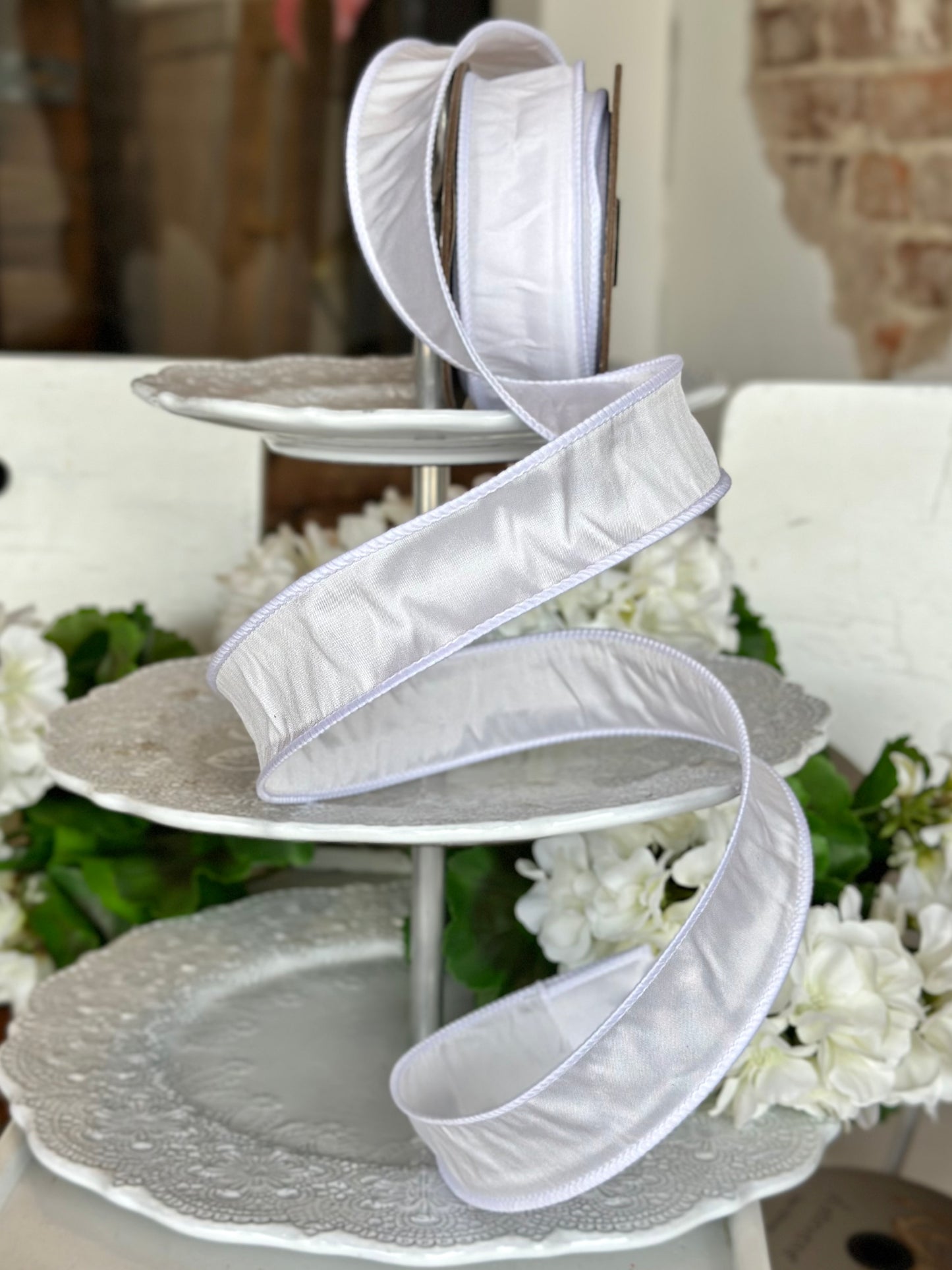 1.5” wide, Taffeta, White