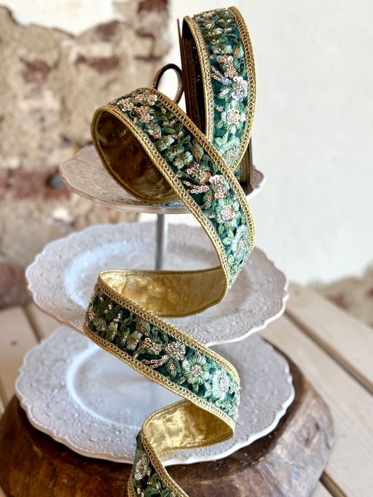 1.75” Celadon Garden Glint Ribbon