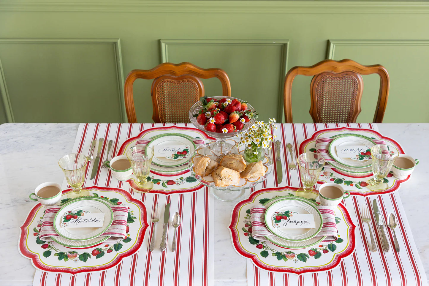 Hester & Cook Red Linen Stripe Runner