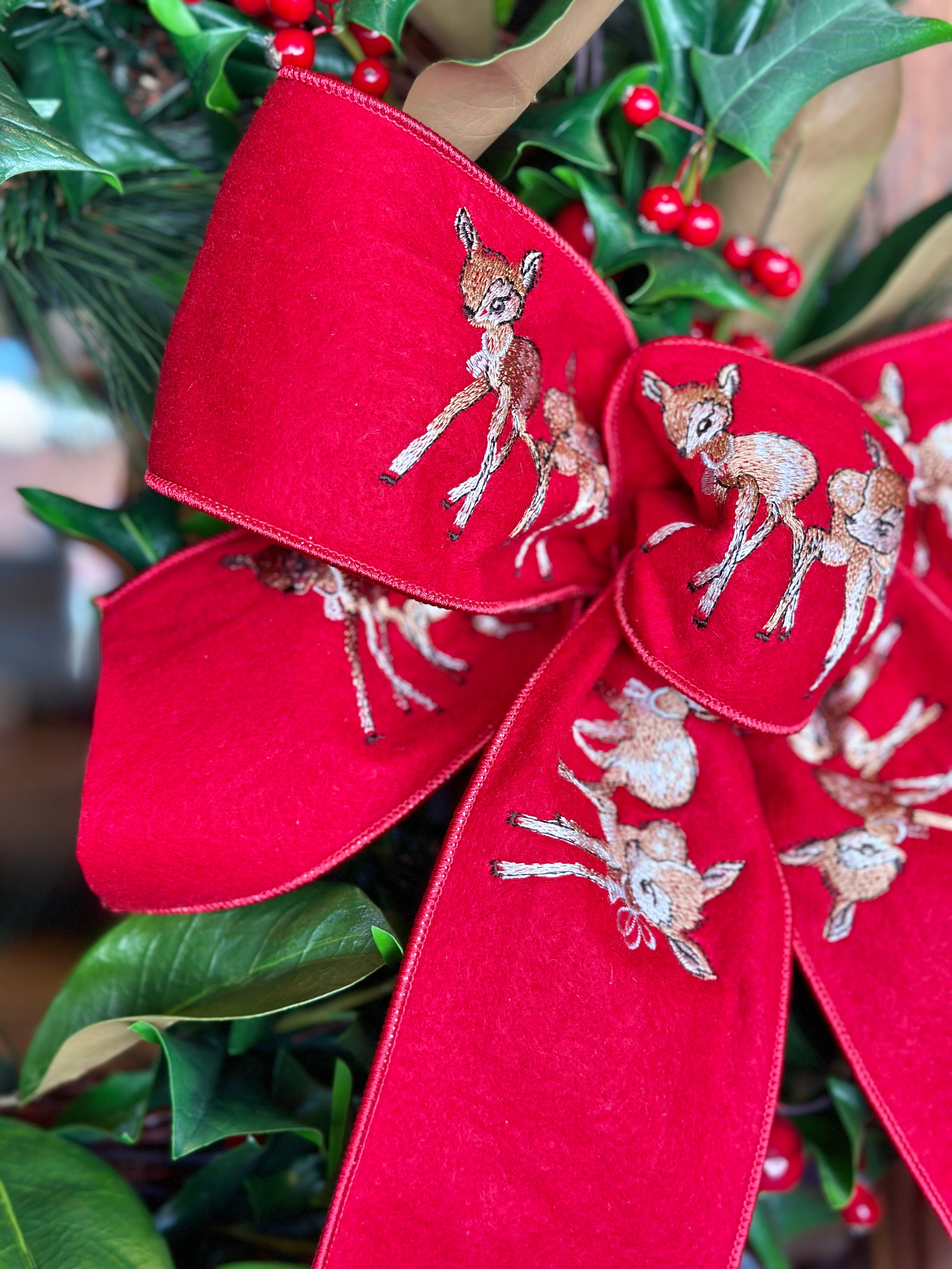 Doe and Holly Wreath with Bow