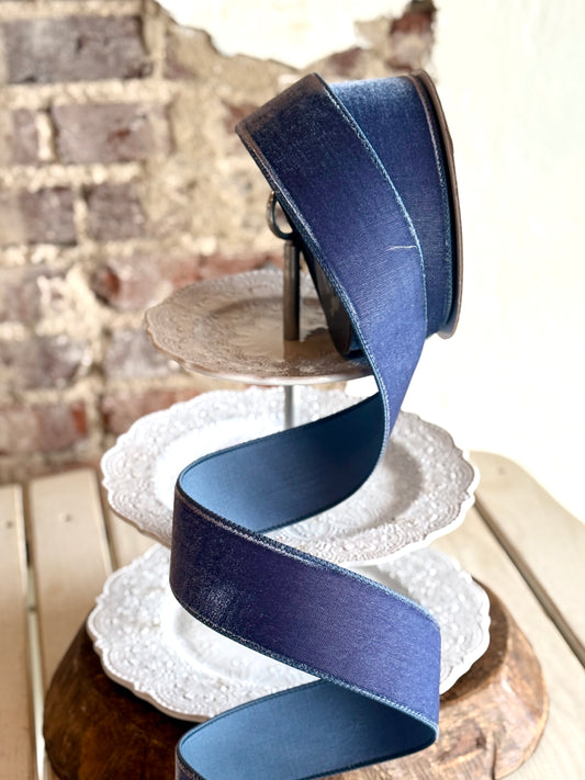 2.5" Steel Blue Velvet - Sold by the yard