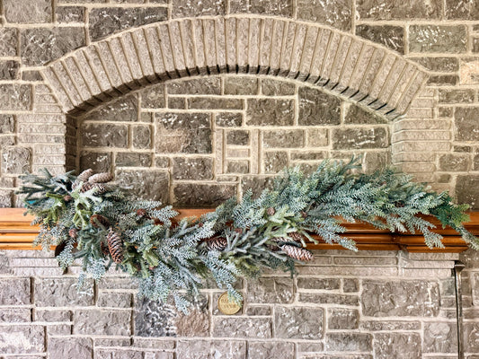 Mini New England Spruce w/ Snowy Pine Garland