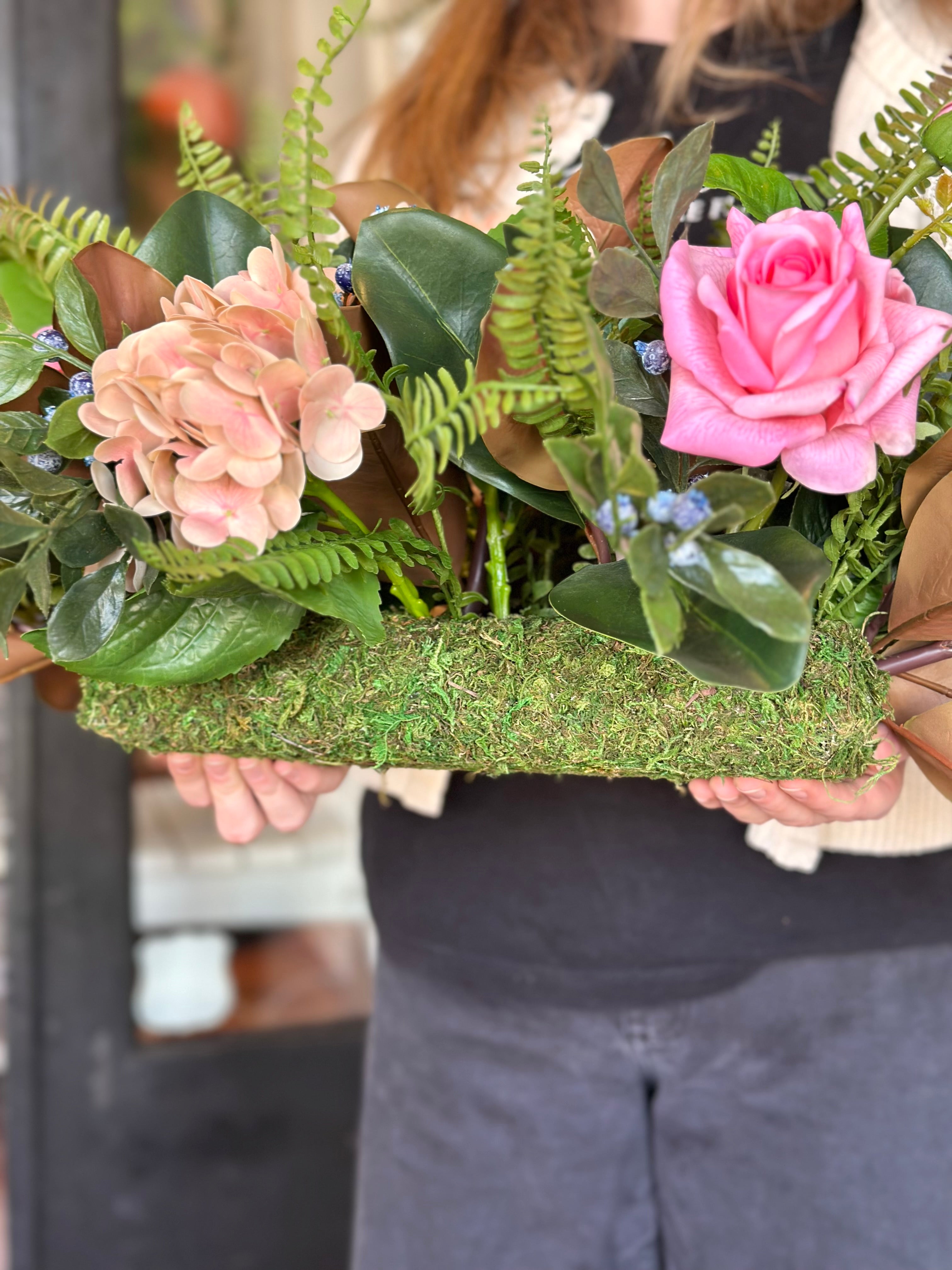 Blush Hydrangea Rose & Berries Centerpiece