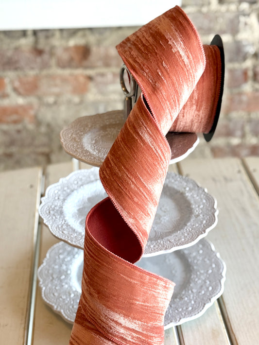 4" velvet vintage chic satin back, cinnamon rose -SOLD BY THE YARD