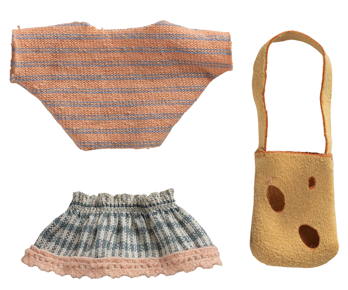 Maileg- Clothes and bag, Little sister mouse