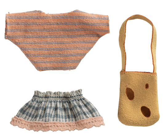Maileg- Clothes and bag, Little sister mouse