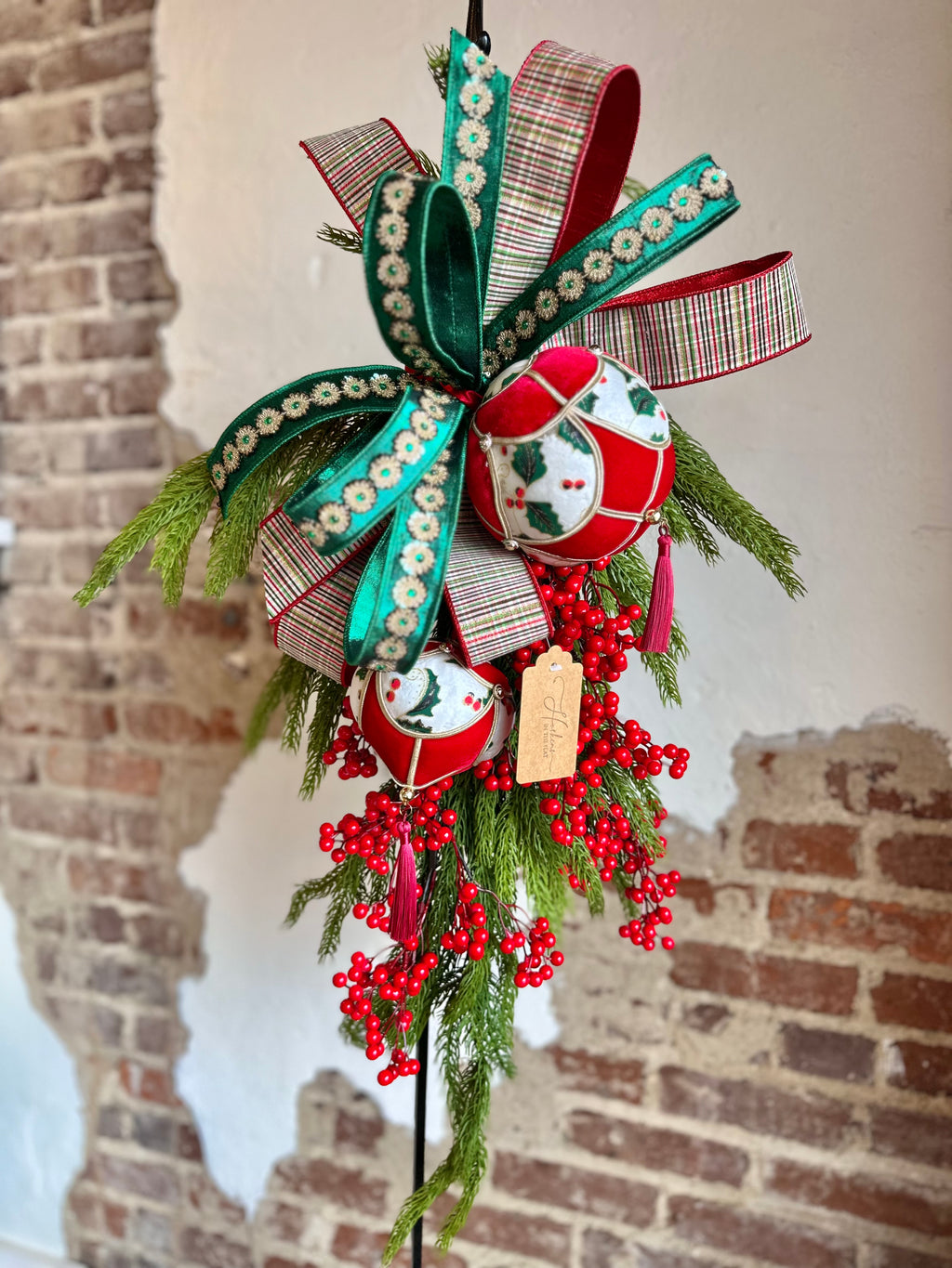 Antique Christmas Velvet Ornament Swag