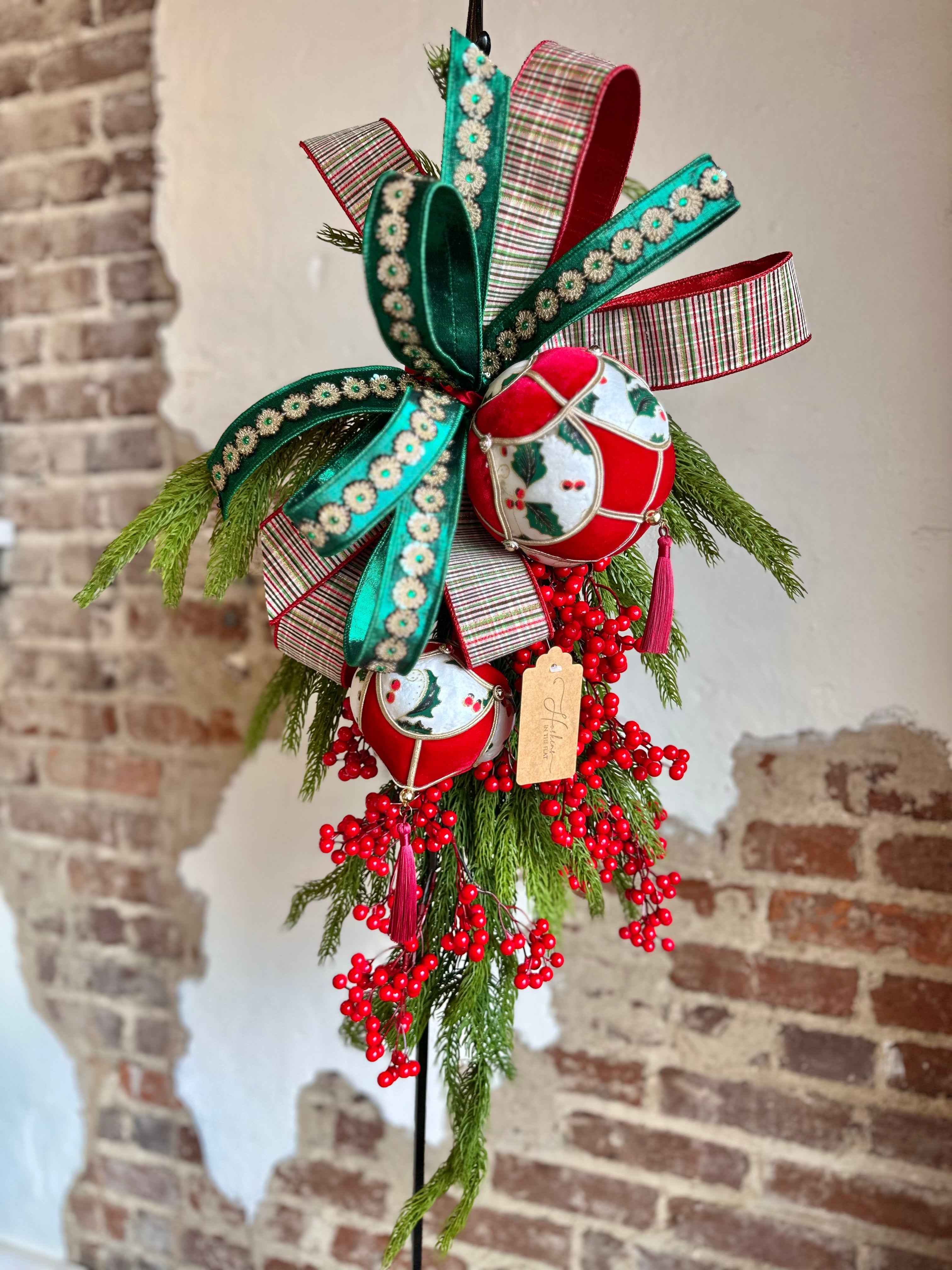 Antique Christmas Velvet Ornament Swag
