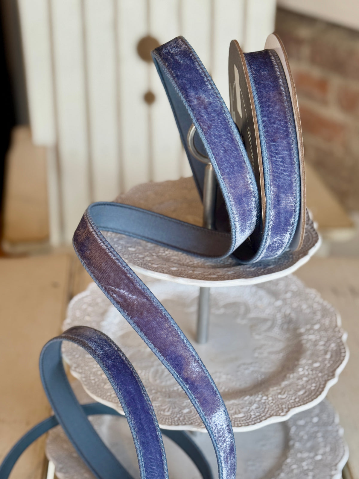 1” Velvet, Steel Blue, SOLD BY THE YARD