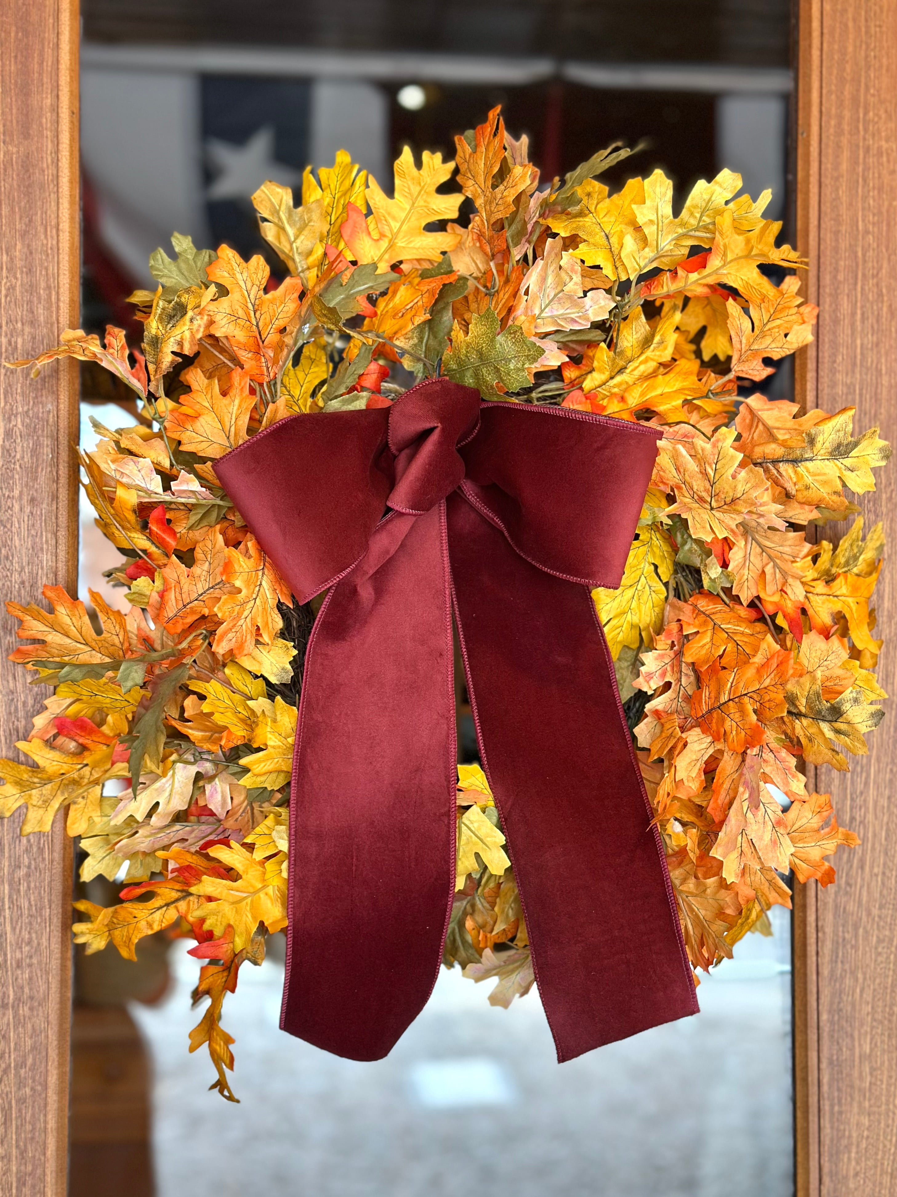 Harvest Bounty Oak Leaf Wreath with Bow