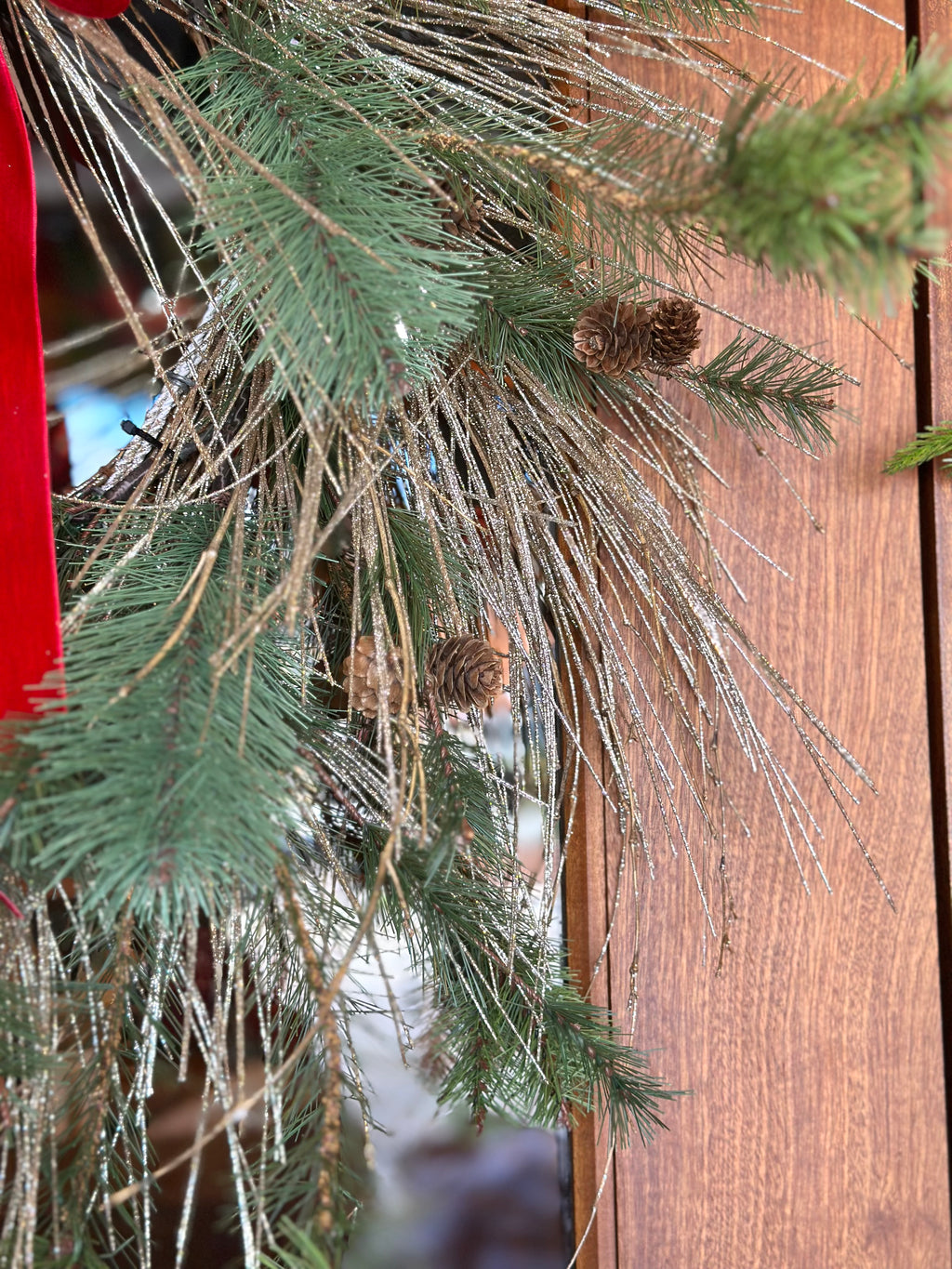 Glitter Pine Wreath with Bow