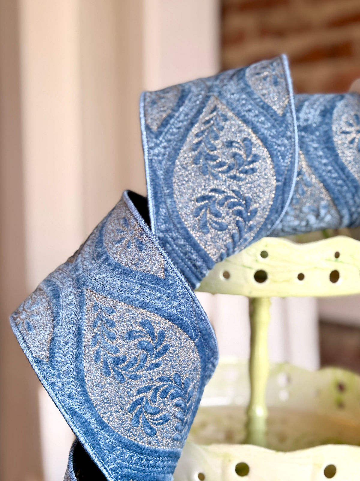 4” Laurel Tapestry - Steel Blue, SOLD BY THE YARD