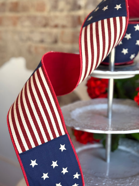 4" Wide, Canvas, Stars & Stripes, Red-White-Blue
