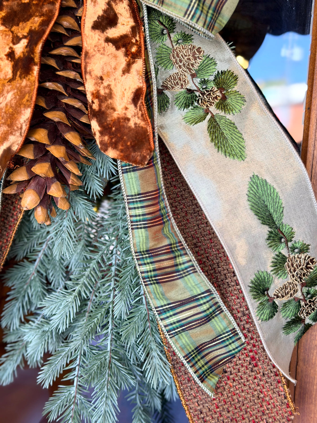 Wild Forest Spruce Sugarcone Swag & Bow