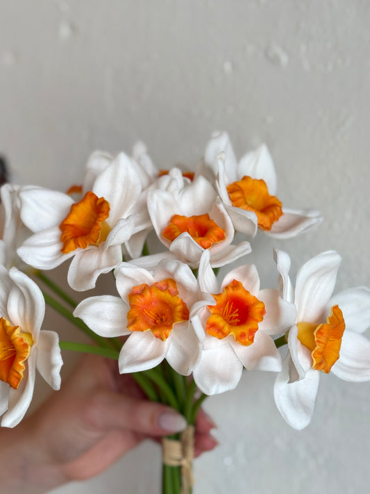 17" White Yellow Daffodil Bundle