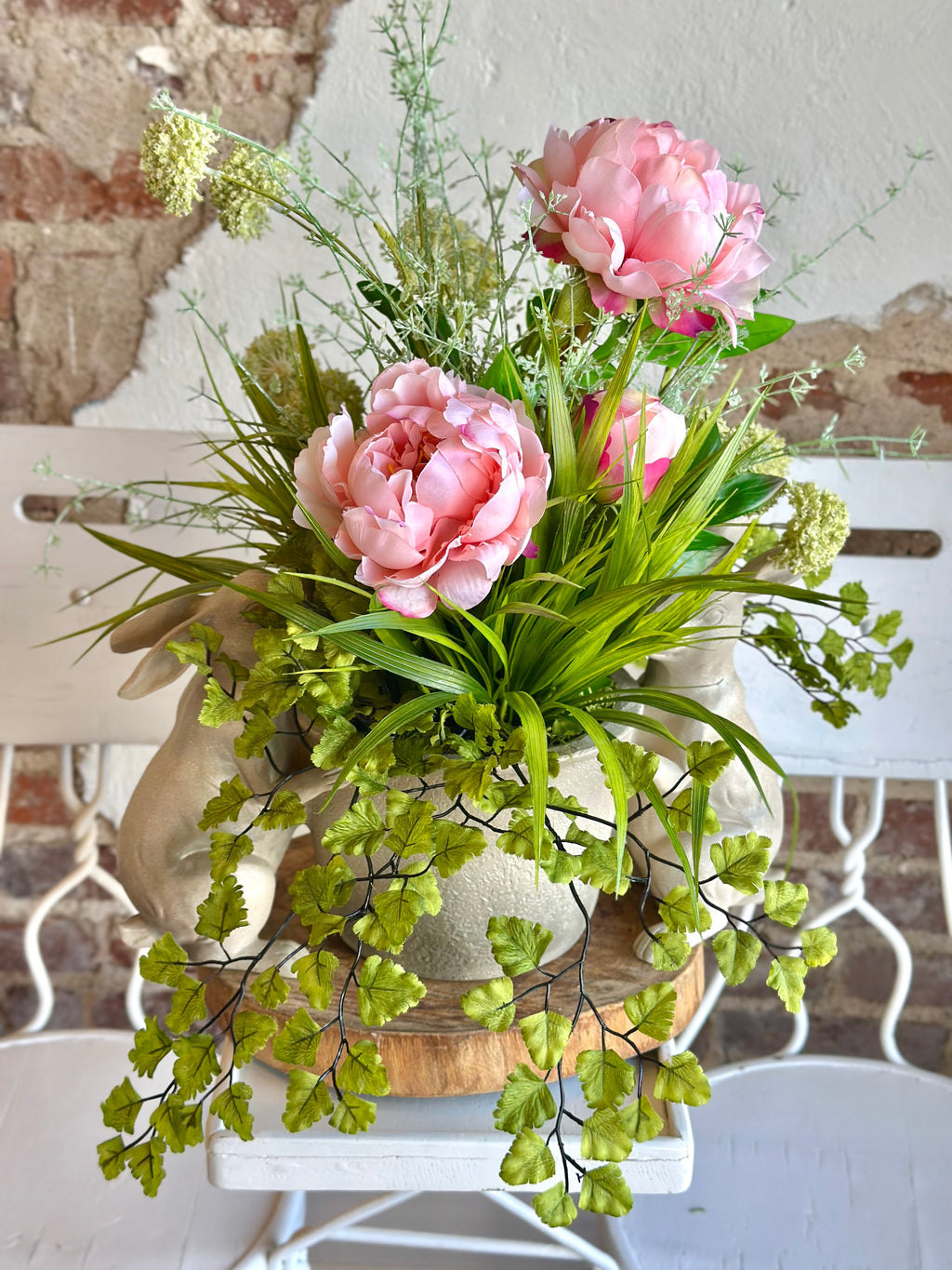Rabbit and Peonies Arrangement