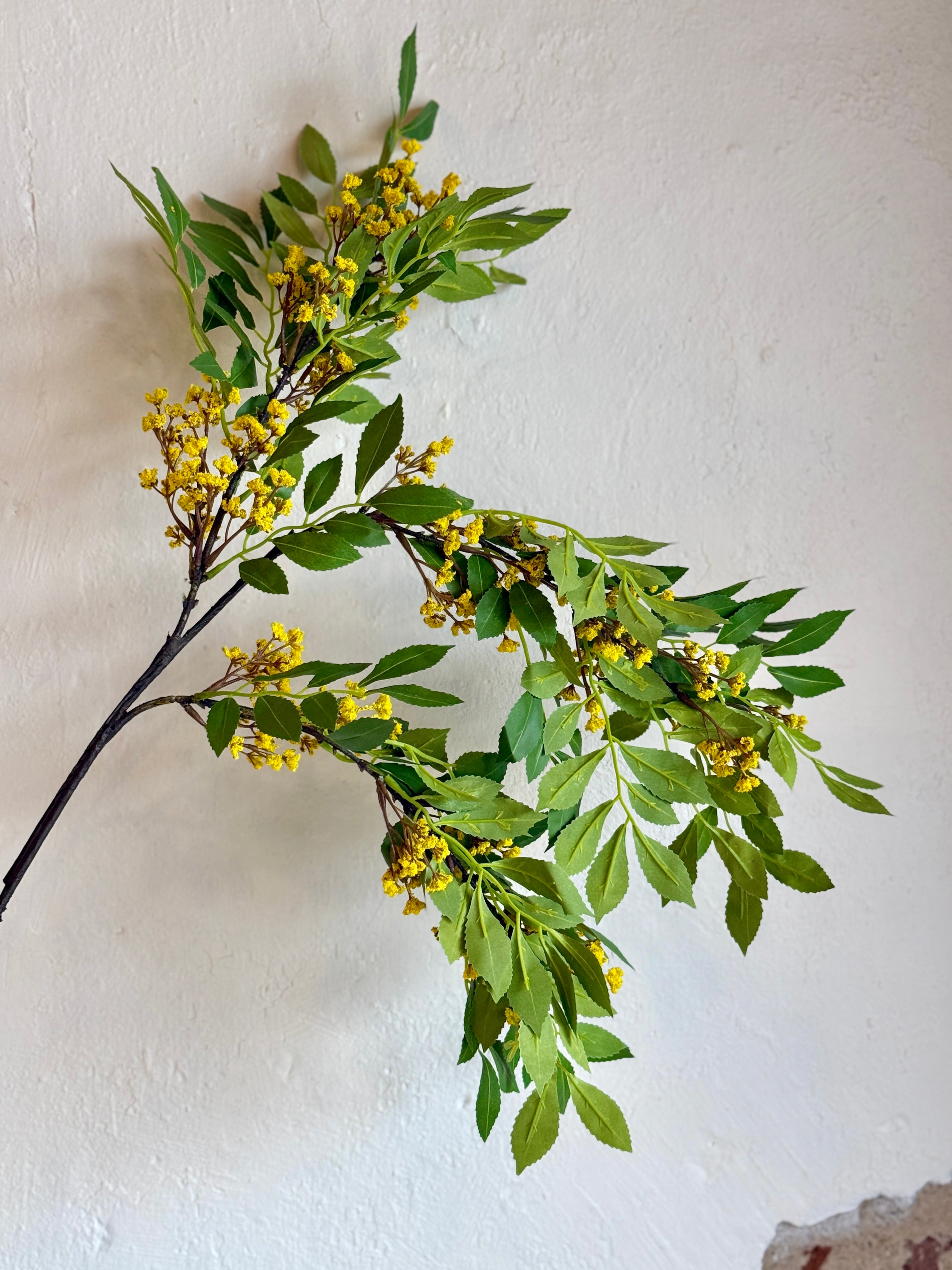 SUMAC LEAF WITH MINI FLOWERING SPRAY, 39", YELLOW