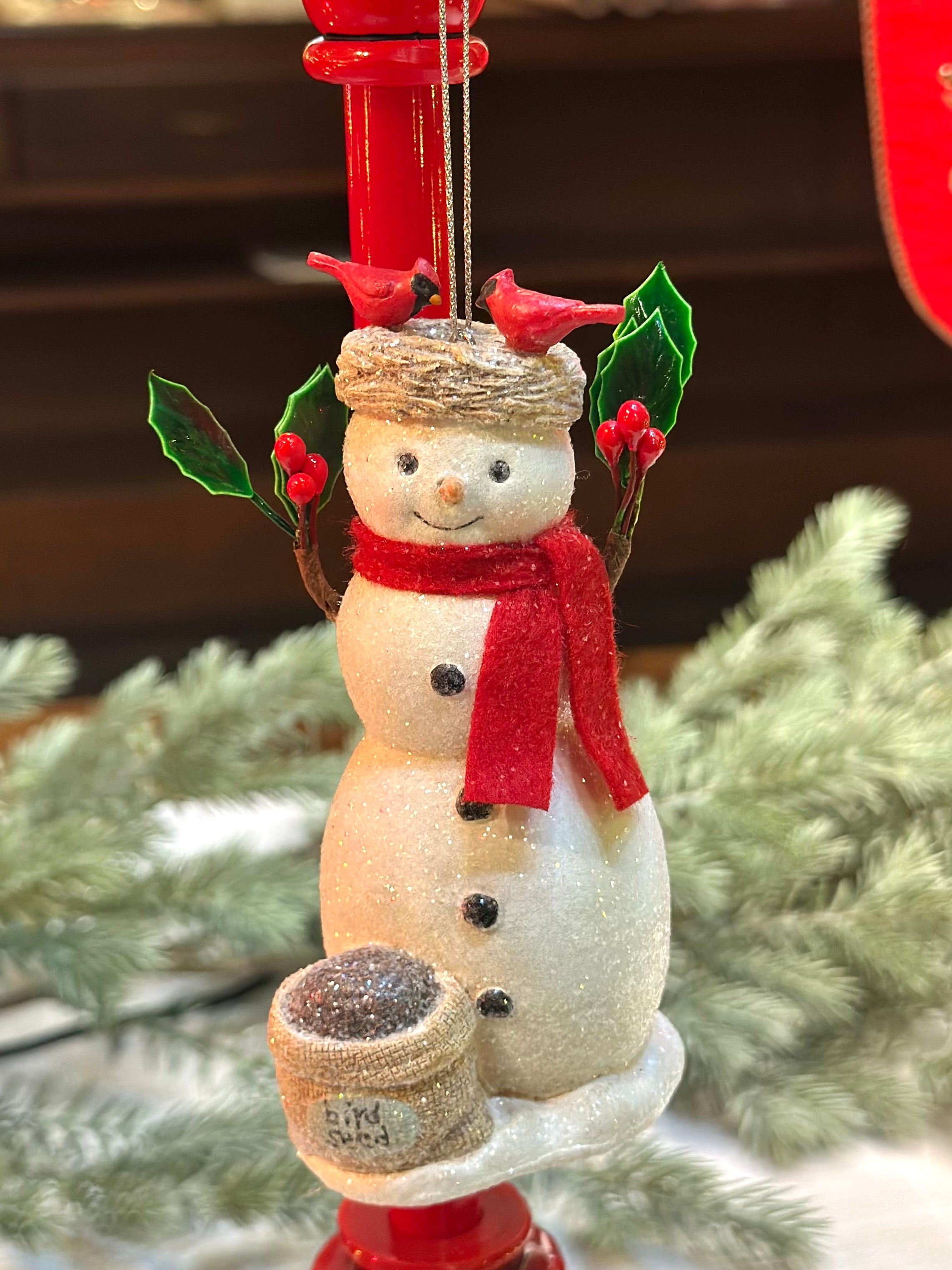 5" SNOWMAN with BIRDS ORNAMENT (2 OPTIONS)