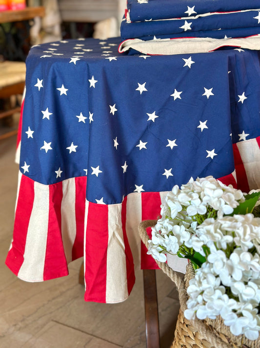 54" Stars & Stripes Canvas Tablecloth