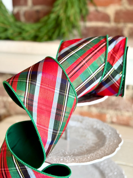 4" Tartan Plaid Wired Ribbon