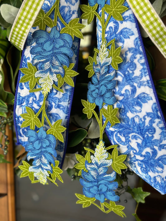 Geranium Berry & Bluebonnet Wreath