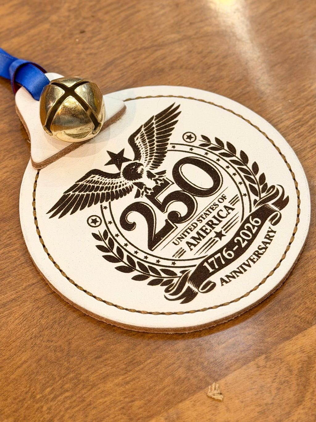 "250 USA Anniversary" Leather Plate with Bell