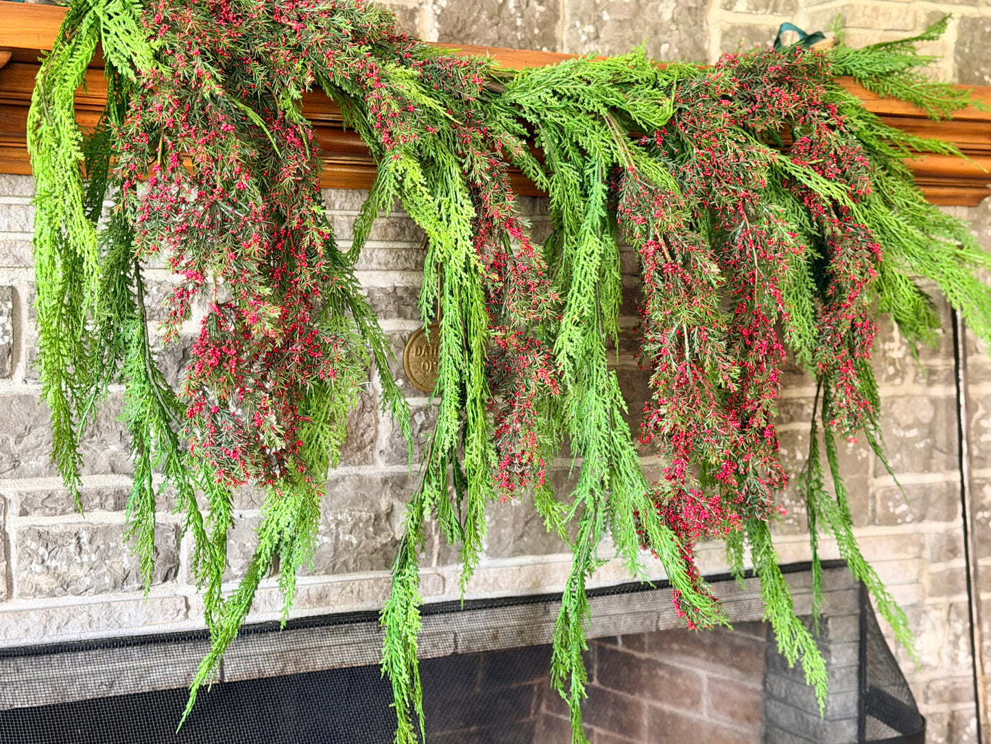 40 x 27” Dripping Cedar Berry Garland
