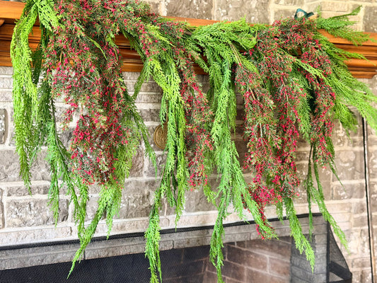 40 x 27” Dripping Cedar Berry Garland