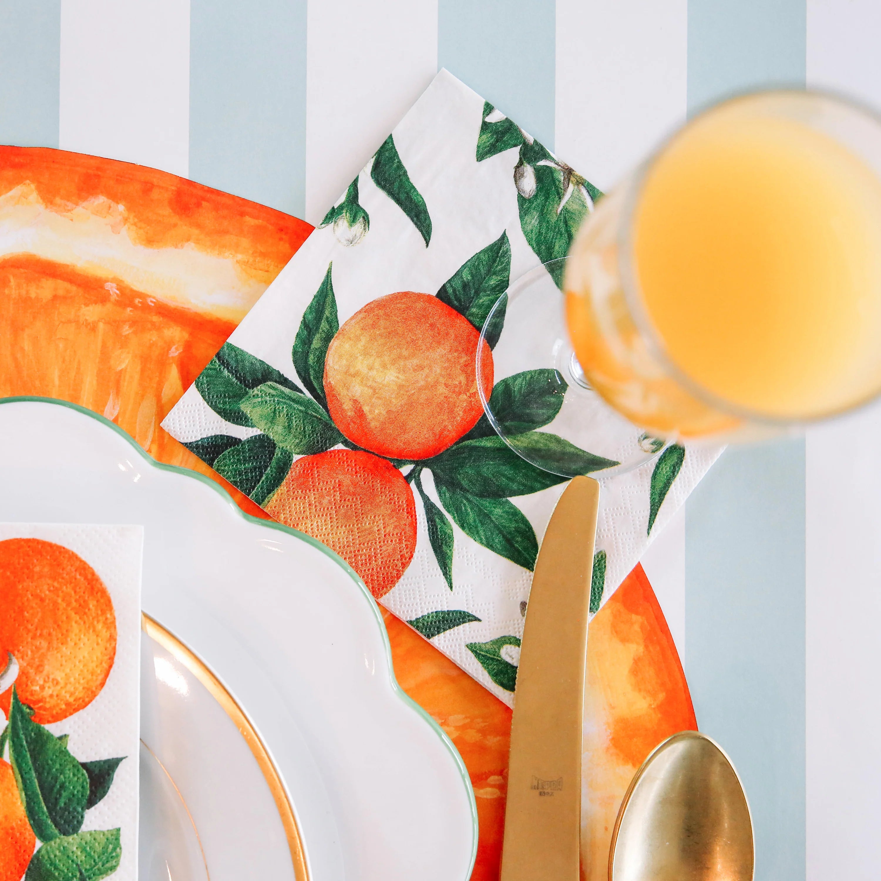 Hester & Cook “Orange Orchard" Paper Cocktail Napkins