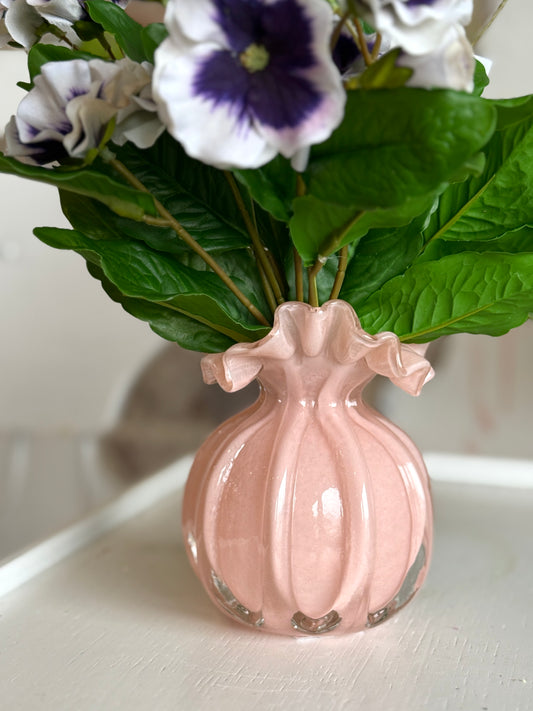 4.25" Pale Pink Ruffle Vase