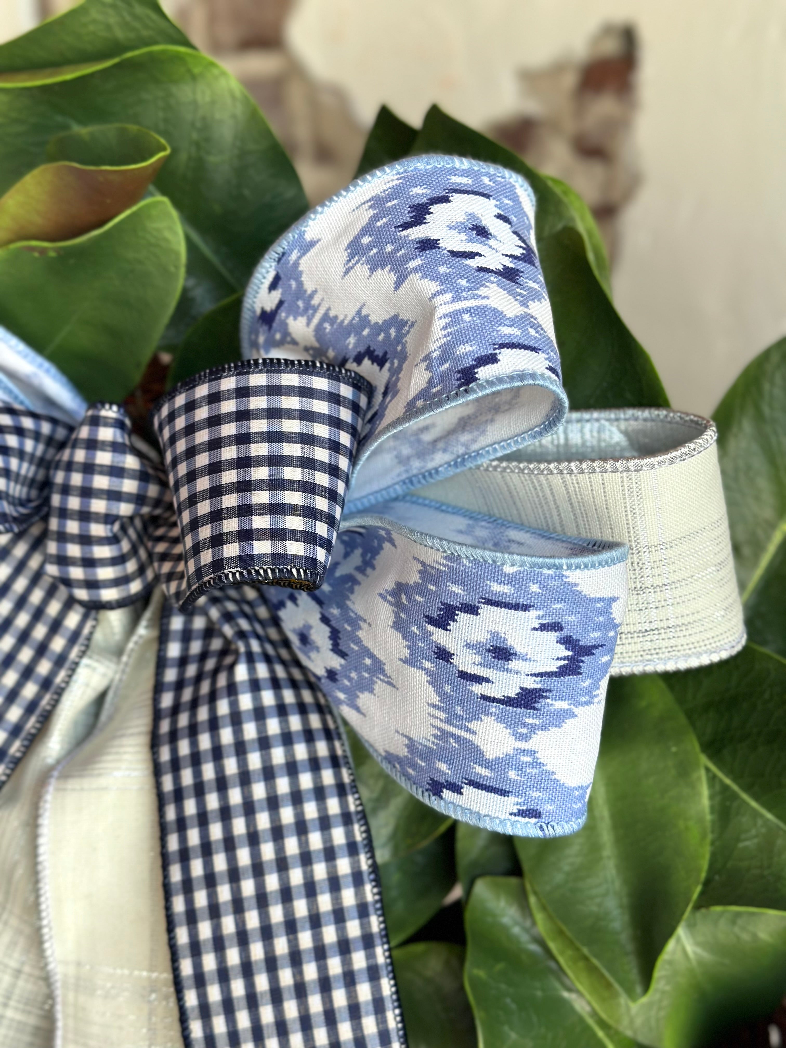 Go Mavs! Navy/Silver Embroidered Bow