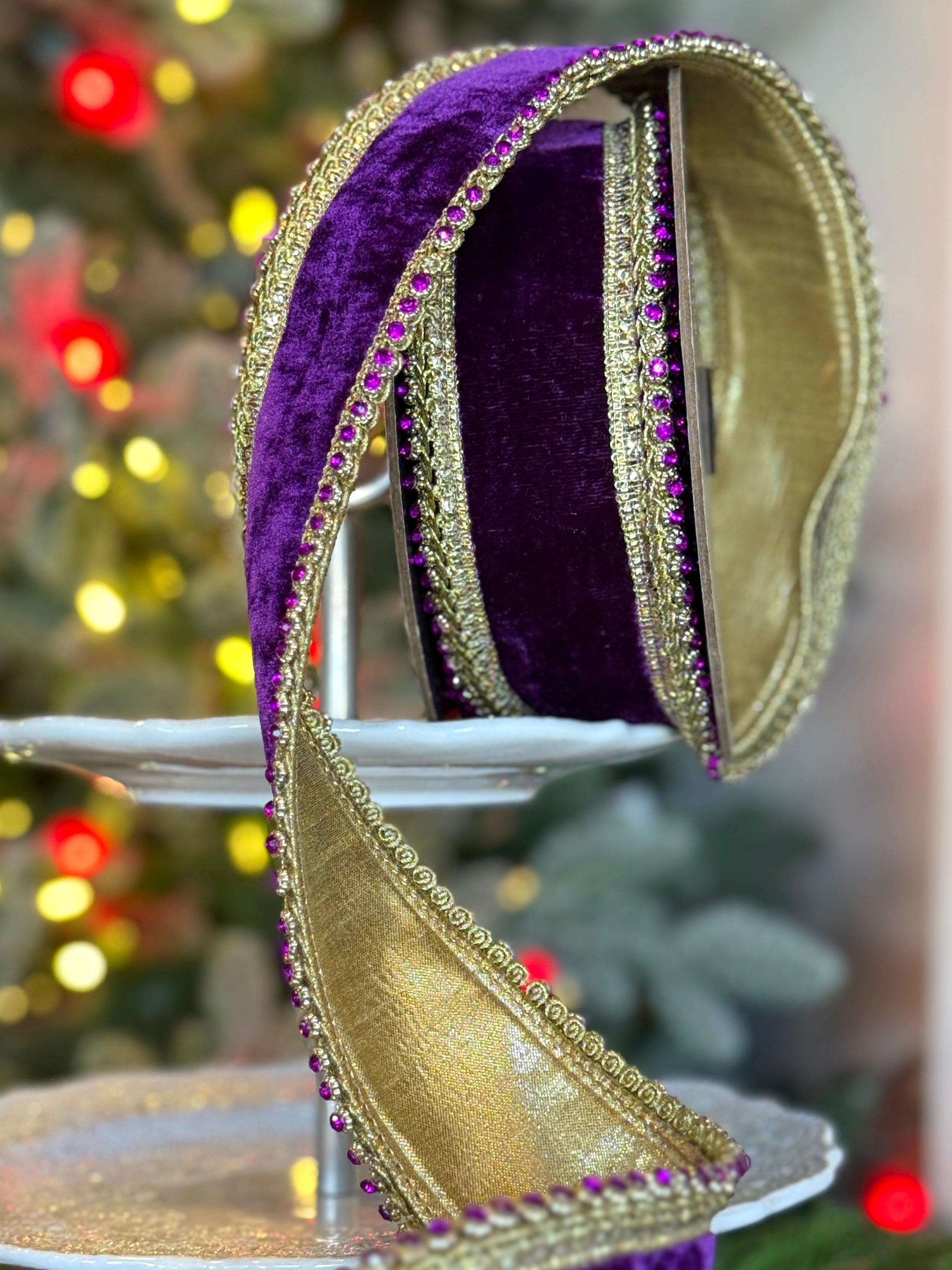 2.5" Velvet Petite Purple Jewel Edge, Purple