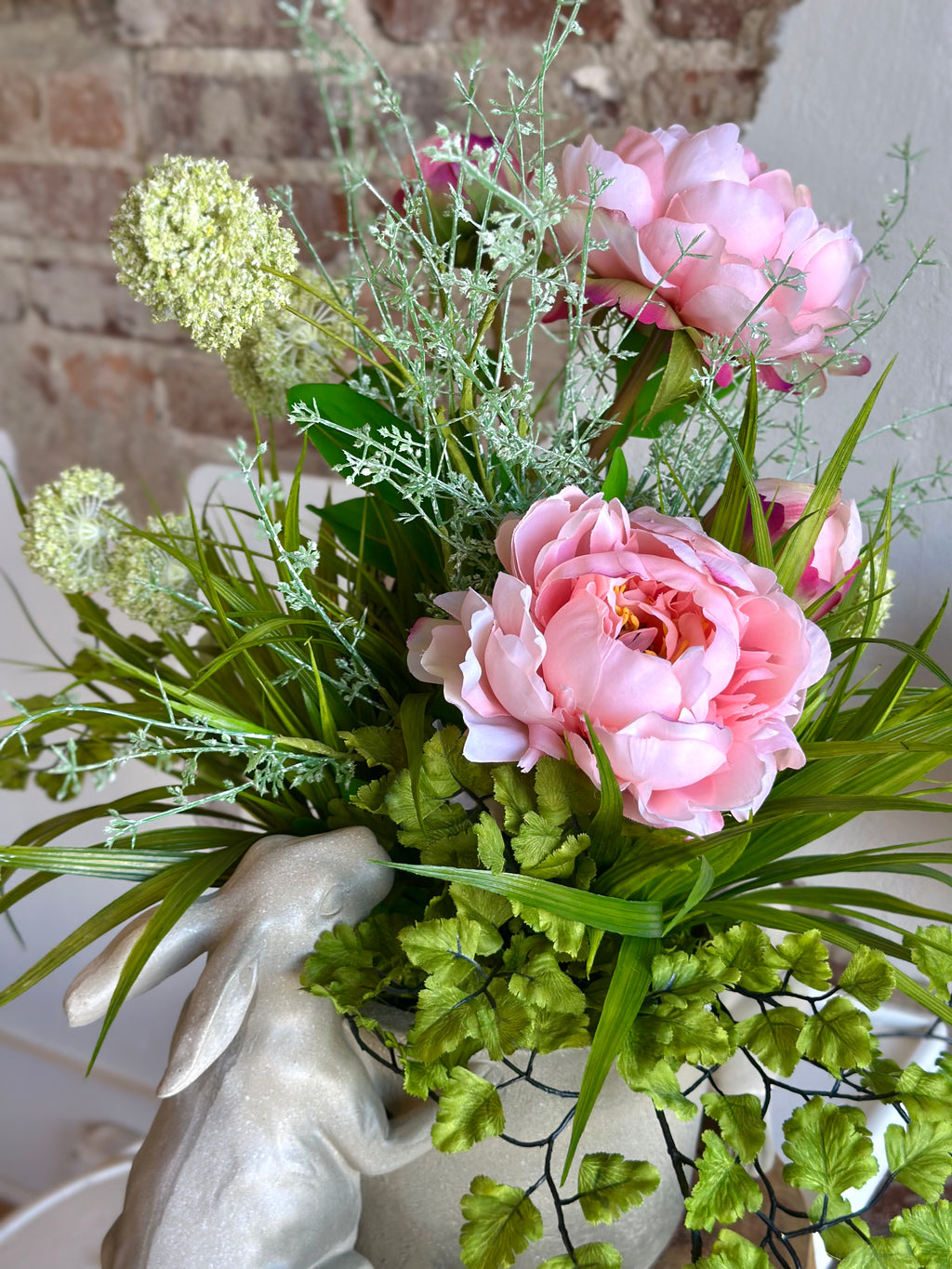 Rabbit and Peonies Arrangement