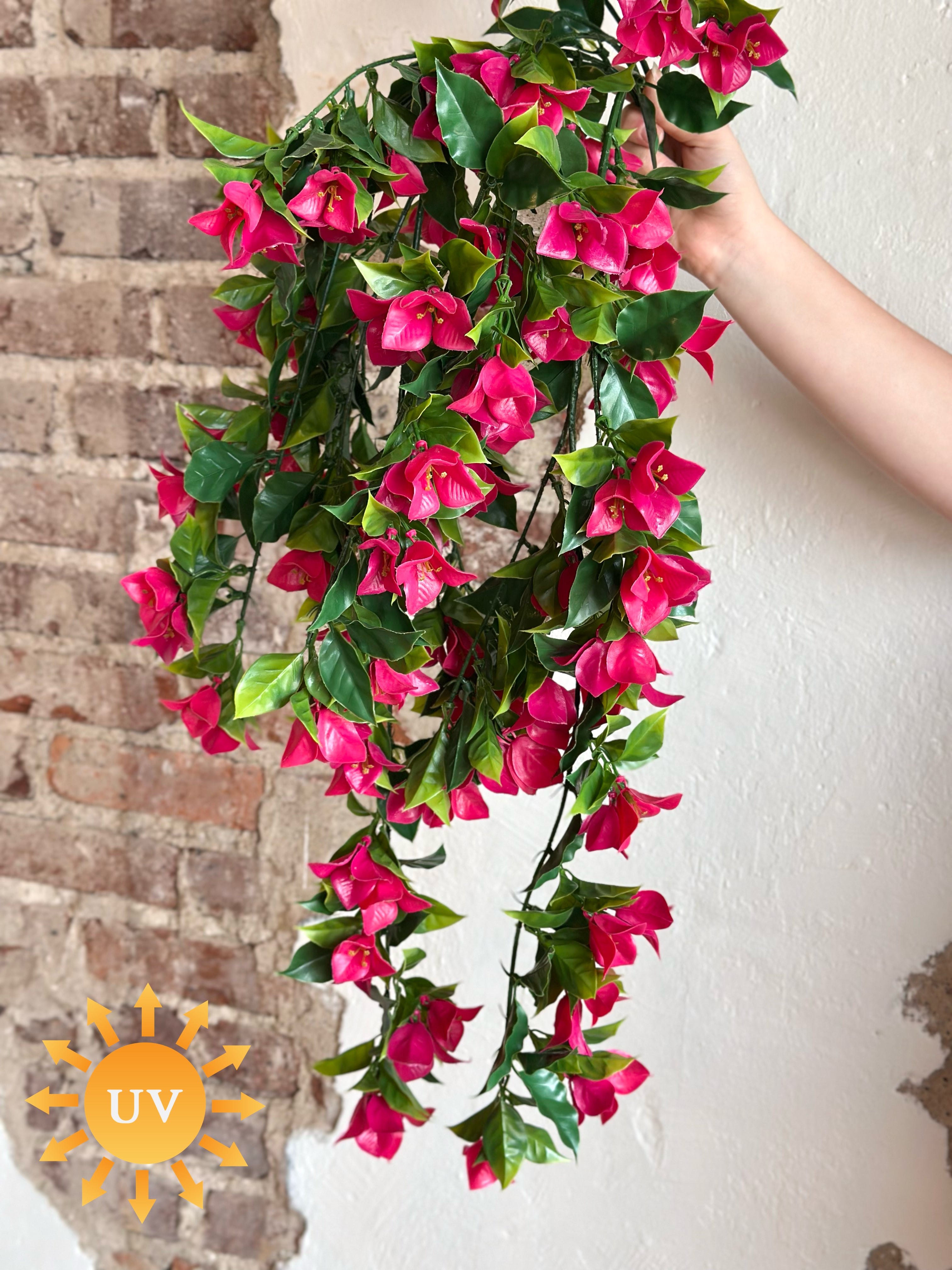 36" UV-Rated Hanging Bougainvillea Bush - Fuchsia