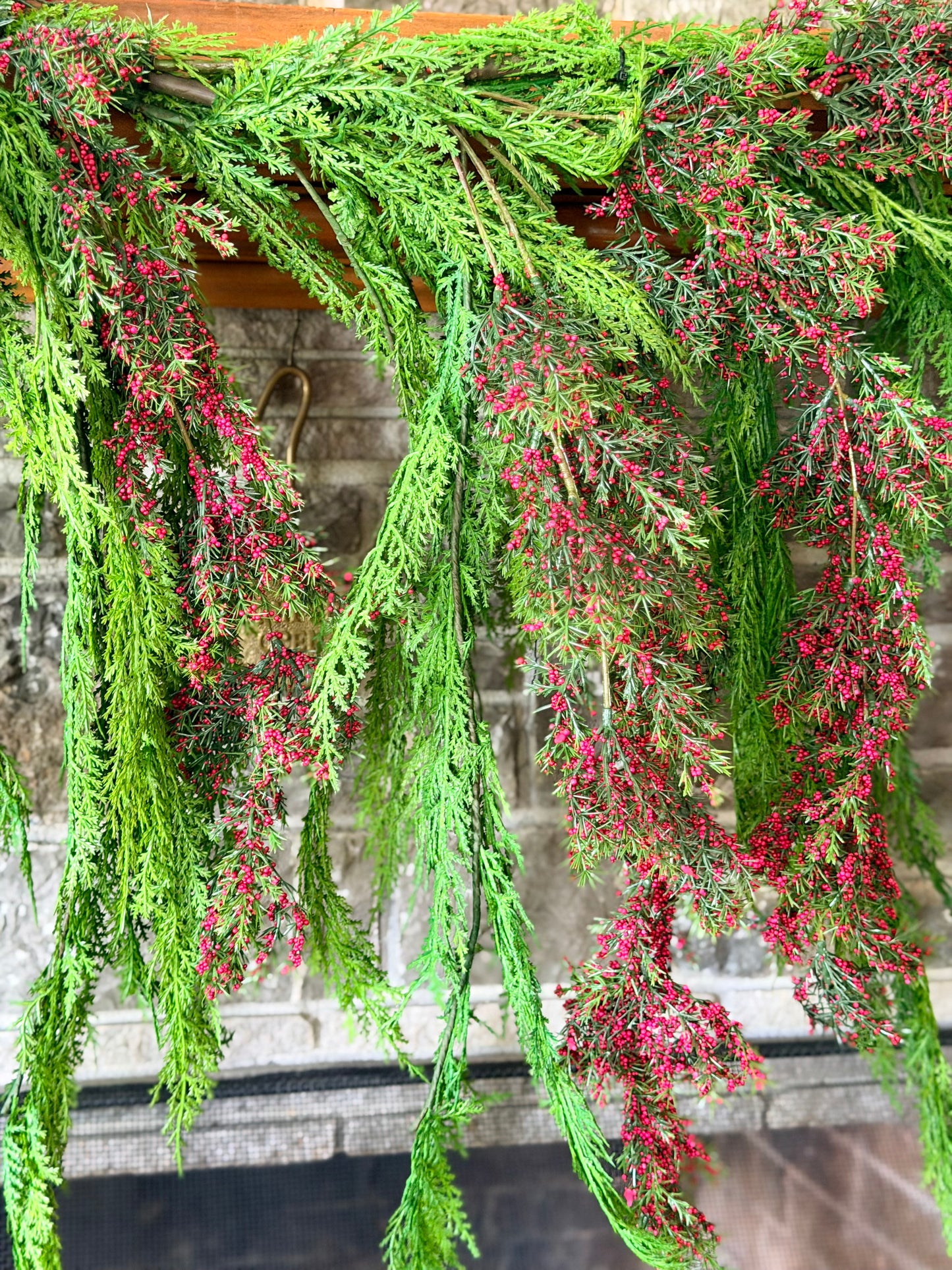 40 x 27” Dripping Cedar Berry Garland