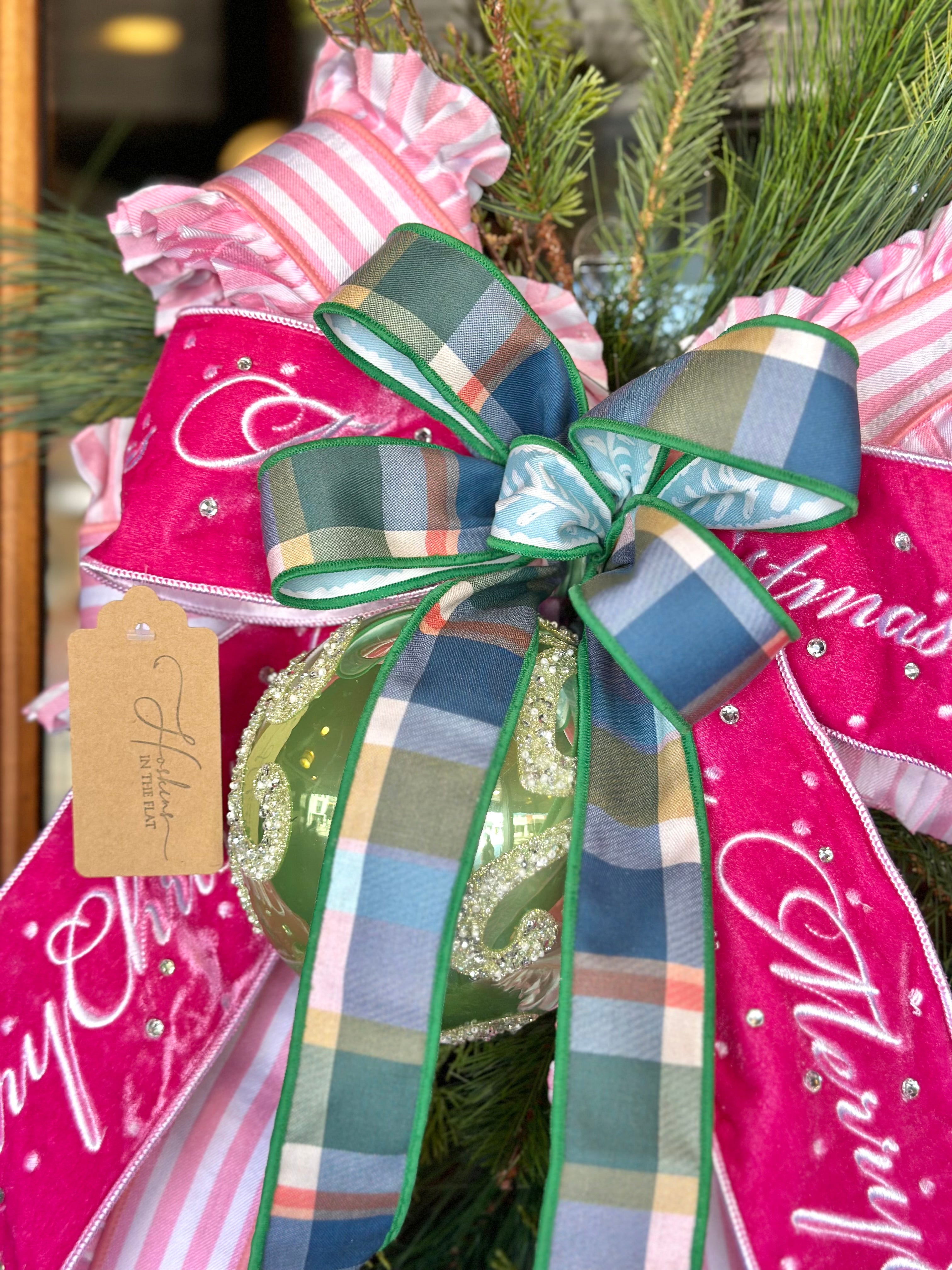 "Merry Christmas" and Pink Ruffles Swag