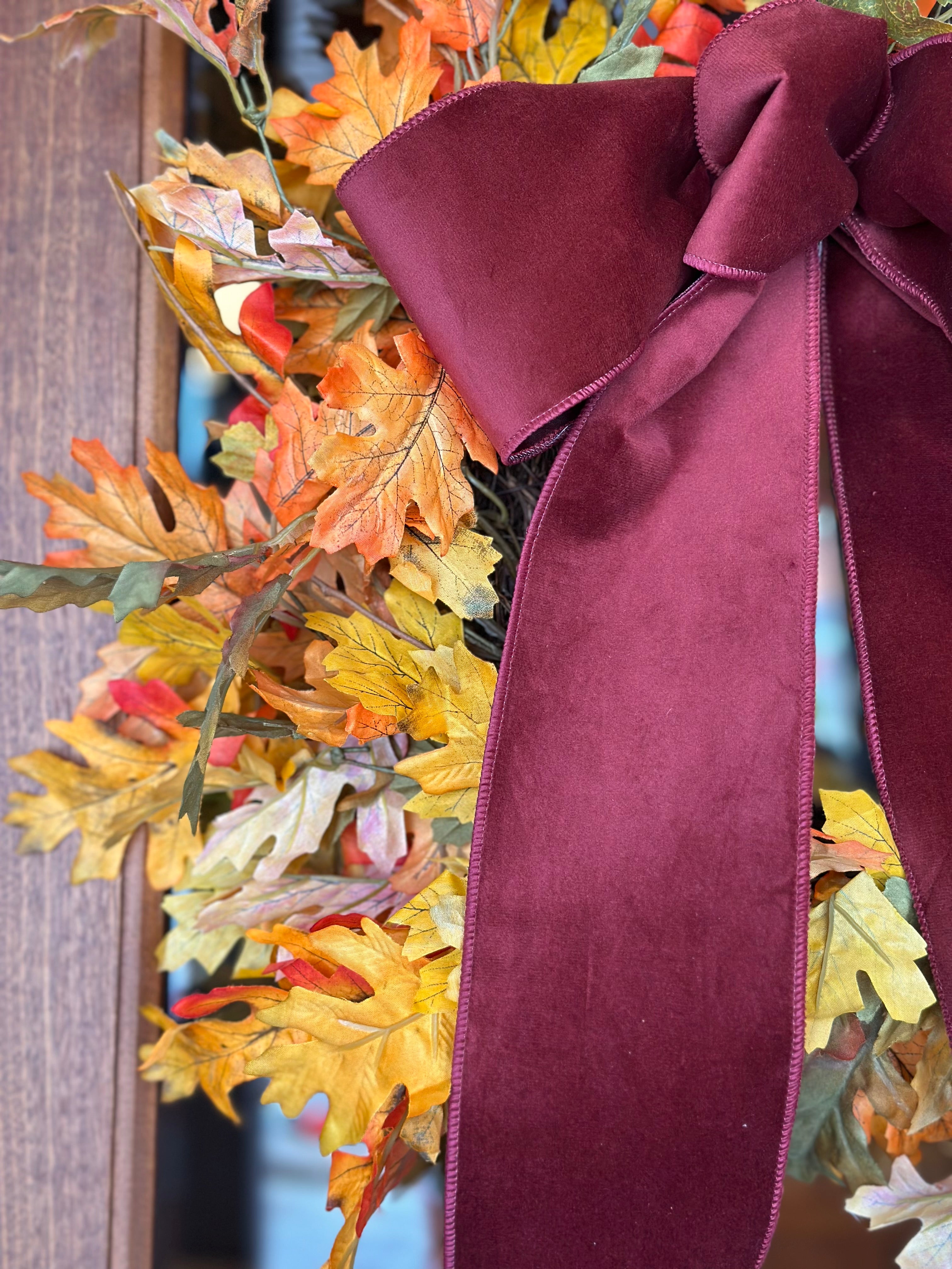 Harvest Bounty Oak Leaf Wreath with Bow