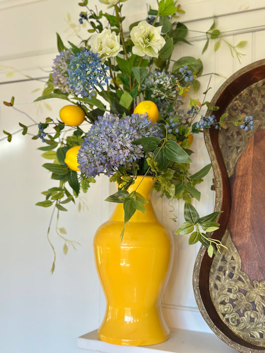 Lemon & Blues Potted Arrangement