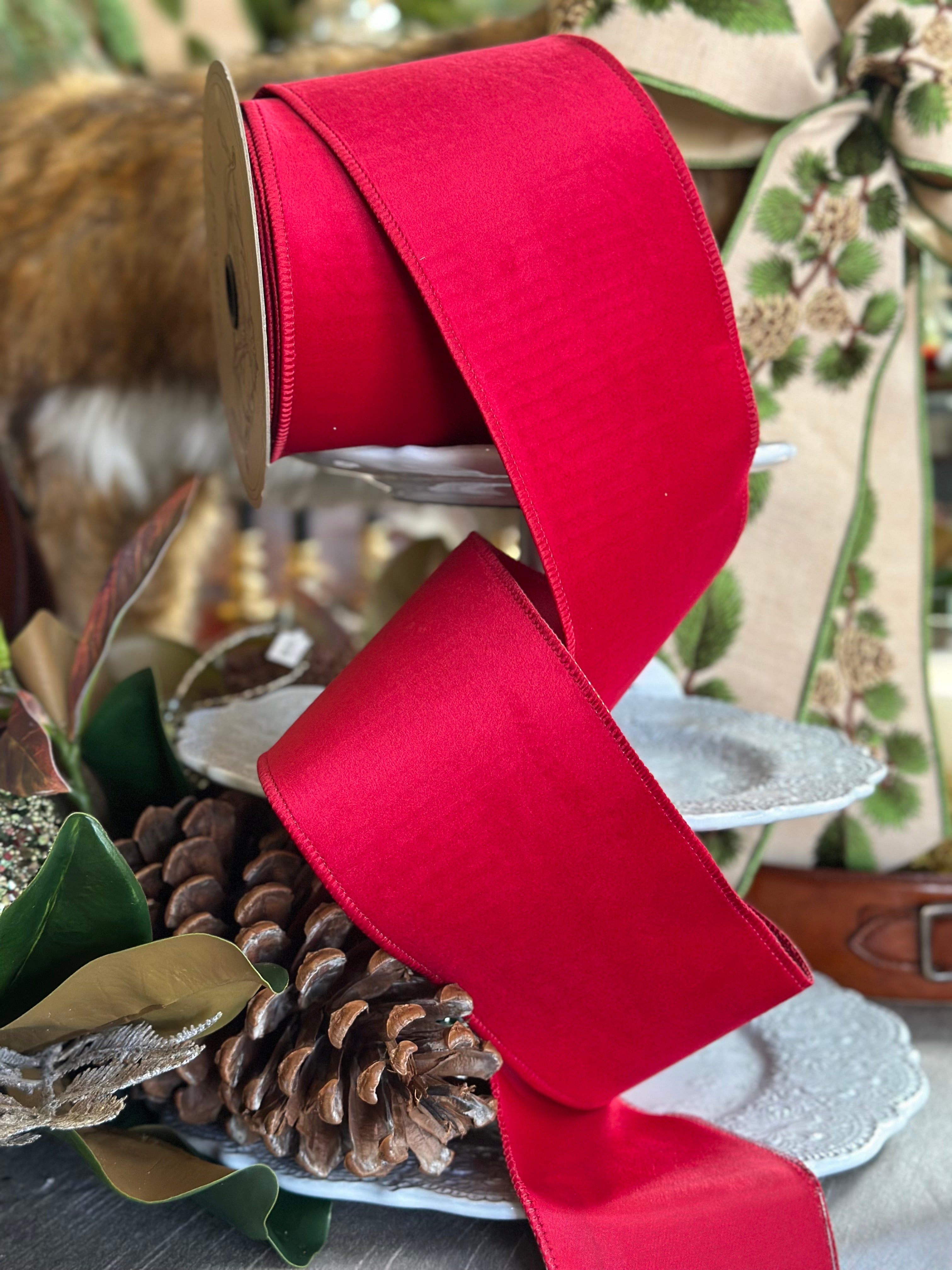 4" Velvet Taffeta Back, Red