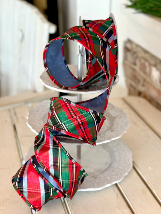 2.5" Tartan Plaid Wired Ribbon