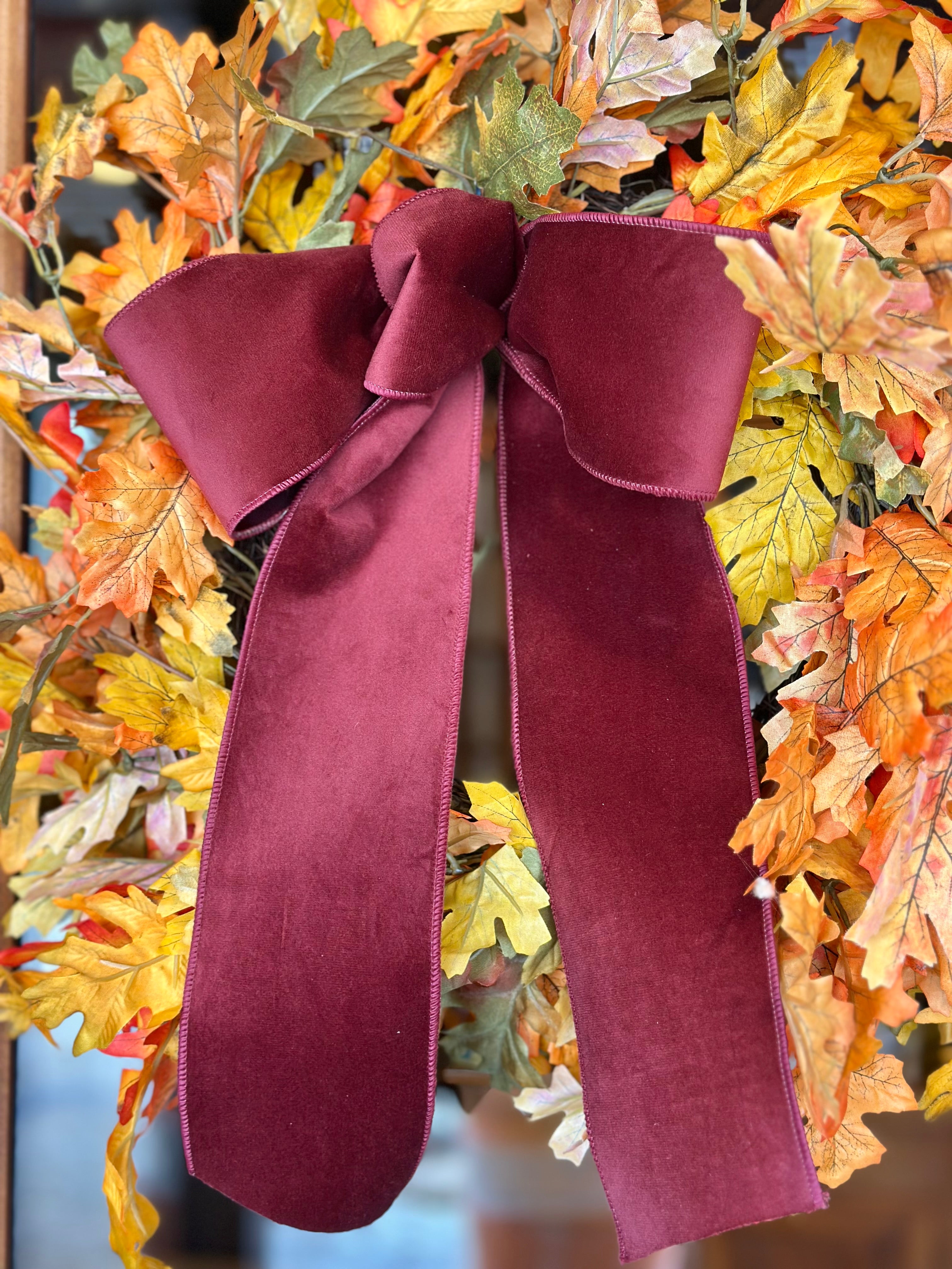 Harvest Bounty Oak Leaf Wreath with Bow