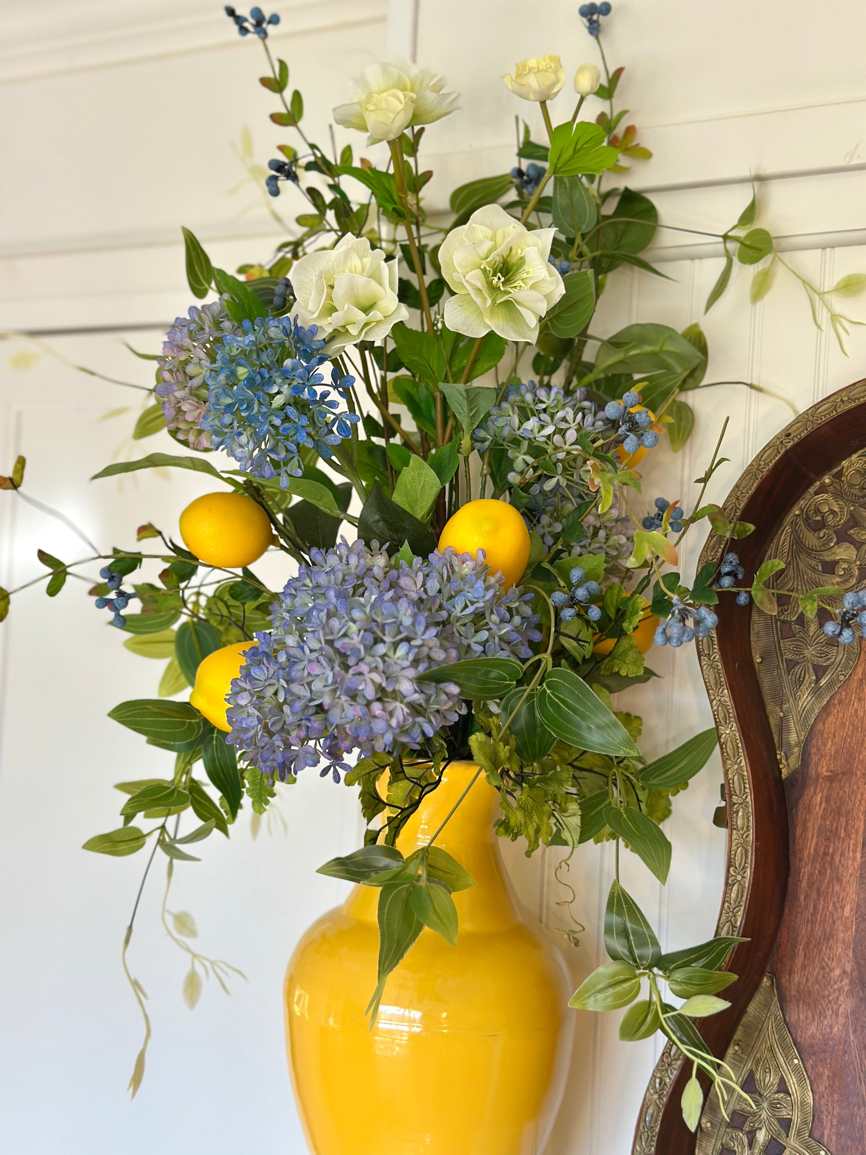 Lemon & Blues Potted Arrangement