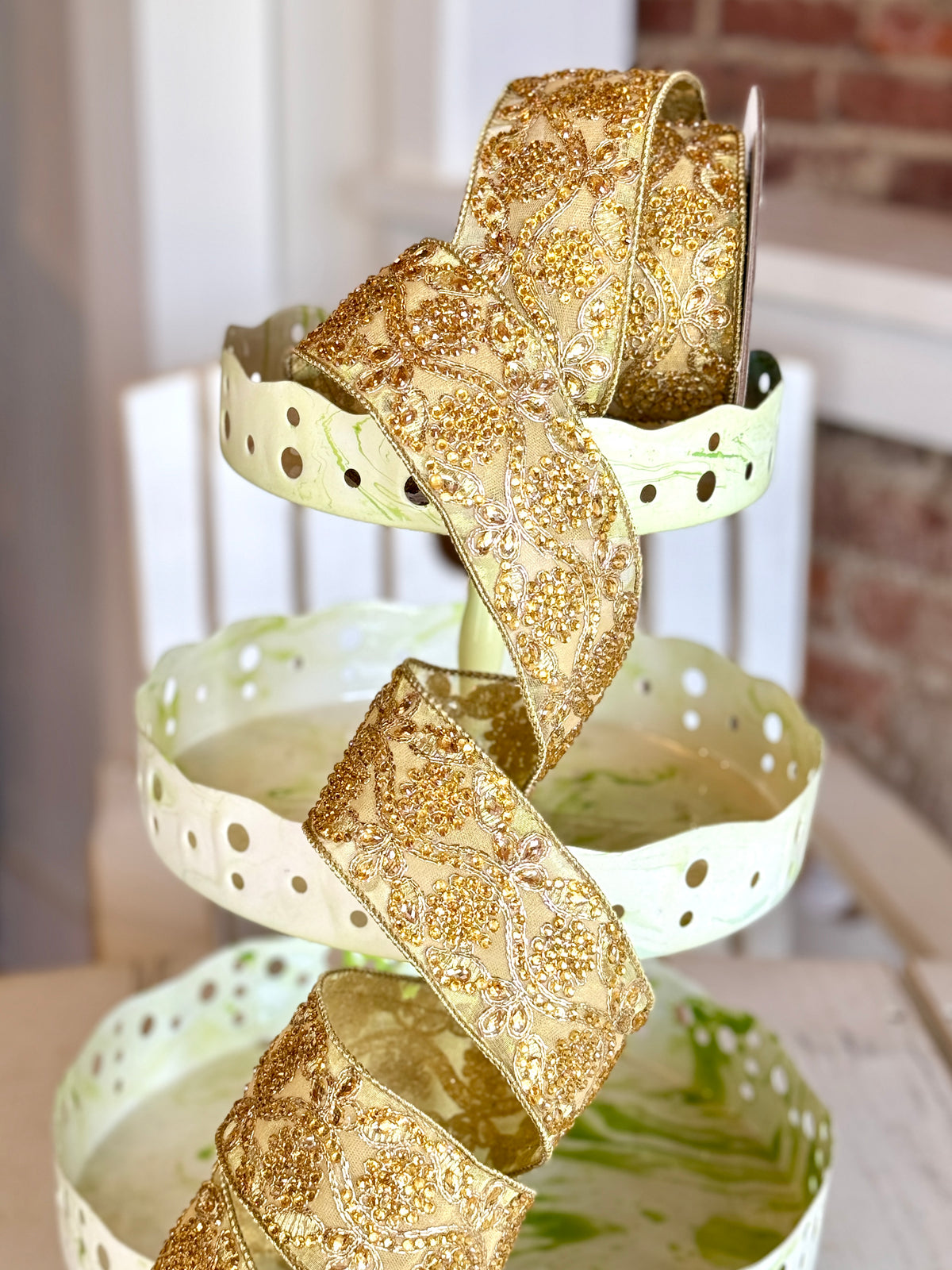 2.5” Jewel Vine - Gold, SOLD BY THE YARD