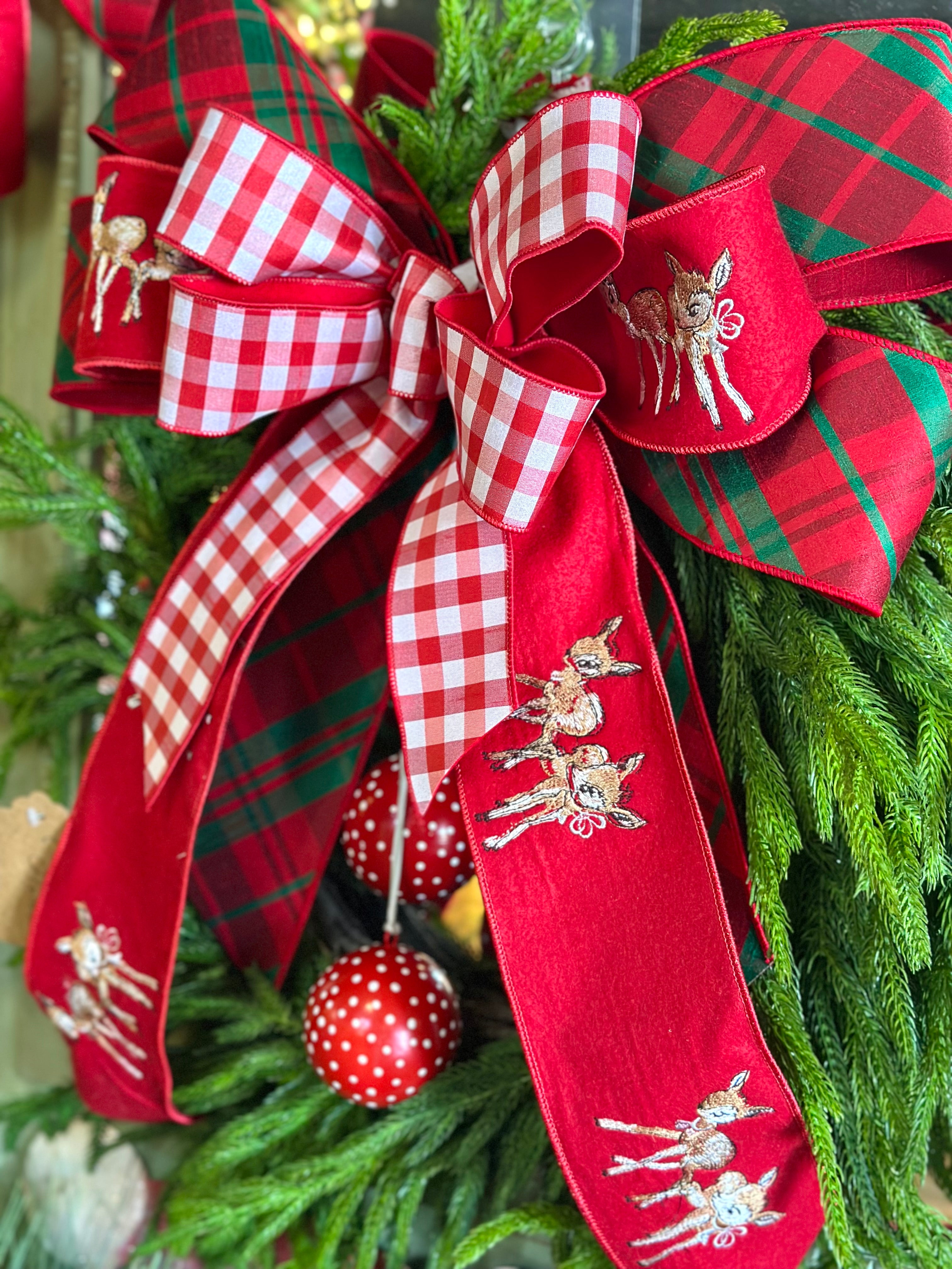 Doe and Plaid Norfolk Pine Wreath