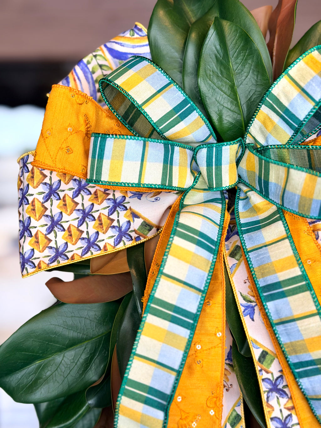 Summer Yellow & Greens Magnolia Swag